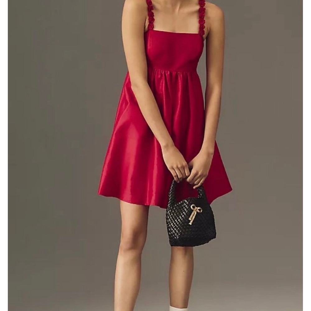 Anthropologie Hutch Rosette‎ Strap Mini Dress XL Pink Floral Cottagecore